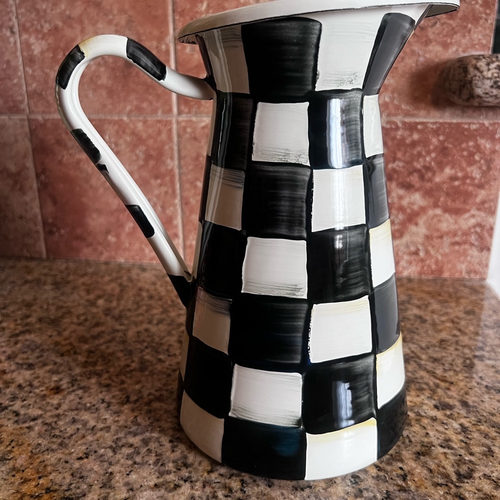 MacKenzie-Childs Black and White Checkered Pitcher